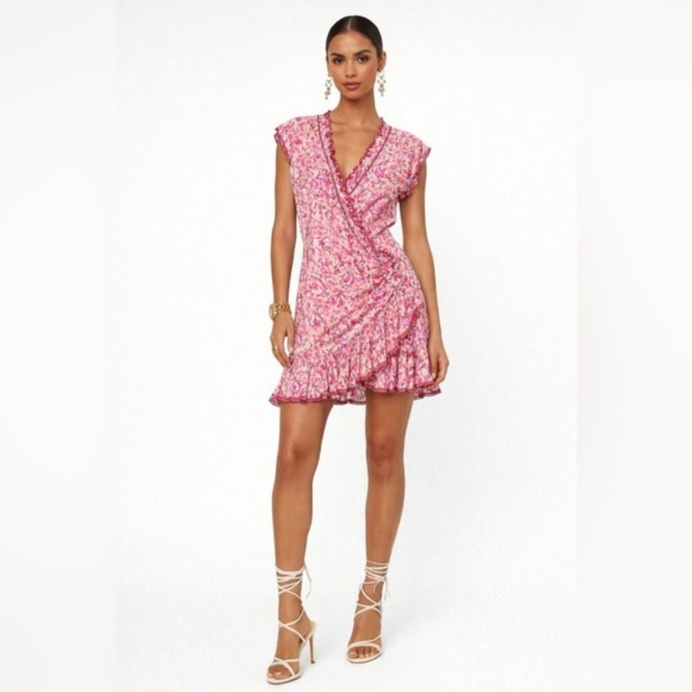 Poupette St Barth Mini Dress Estelle - Pink Mayflower - Size Medium - NWT